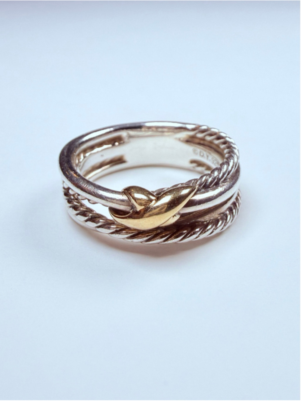 David Yurman 18K Yellow Gold "X"Crossover 925 Sterling Silver 6MM Band Ring